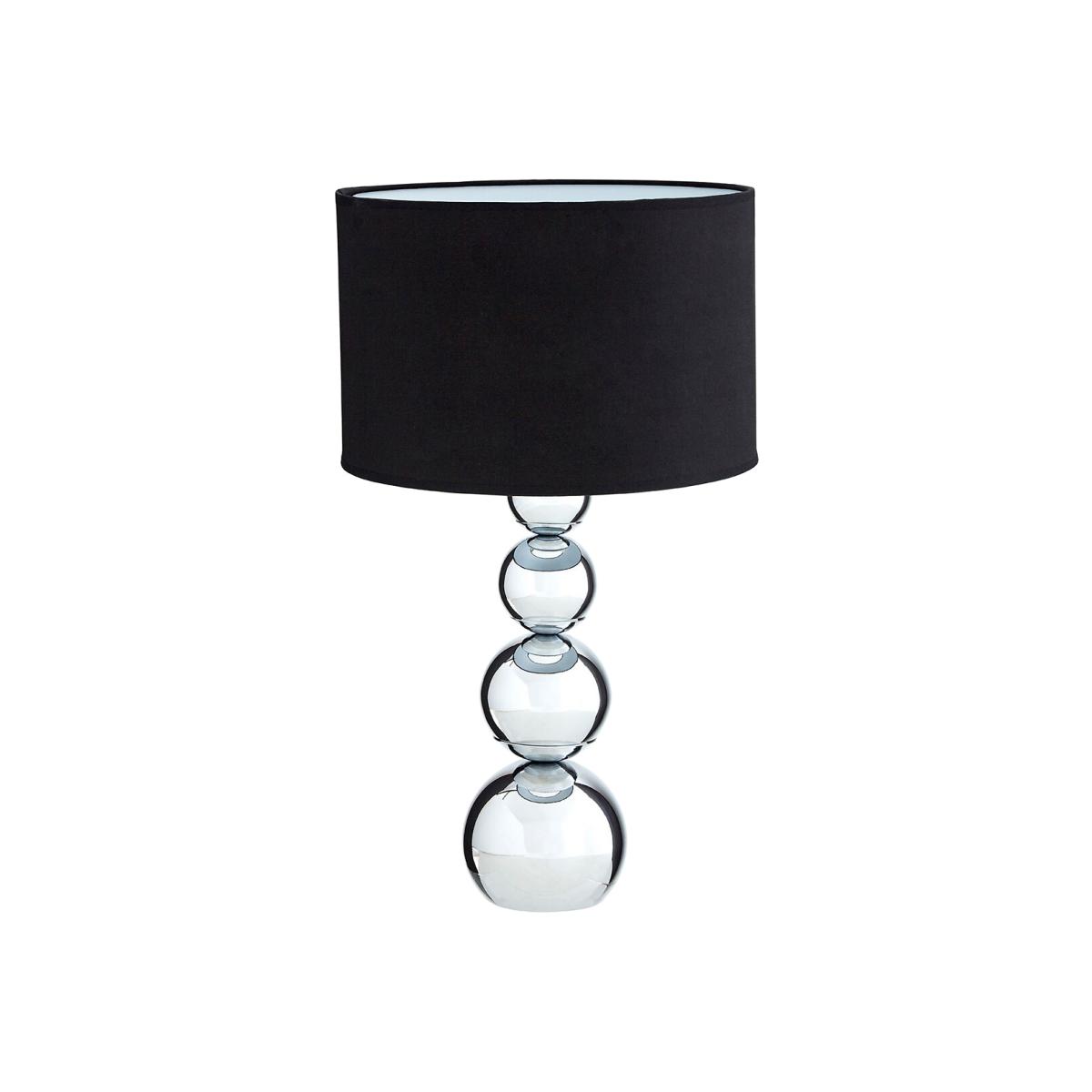 Chrome Base with Clear Orb Detail and Black Shade Table Lamp – image 1