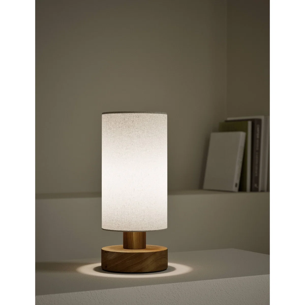 M&S Wood Base Table Lamp Natural – image 2