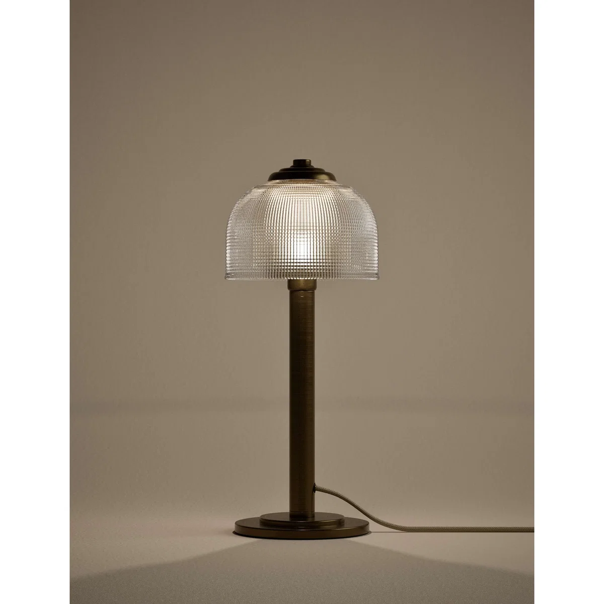 M&S Reeded Glass Brass Stem Table Lamp Antique Brass – image 2