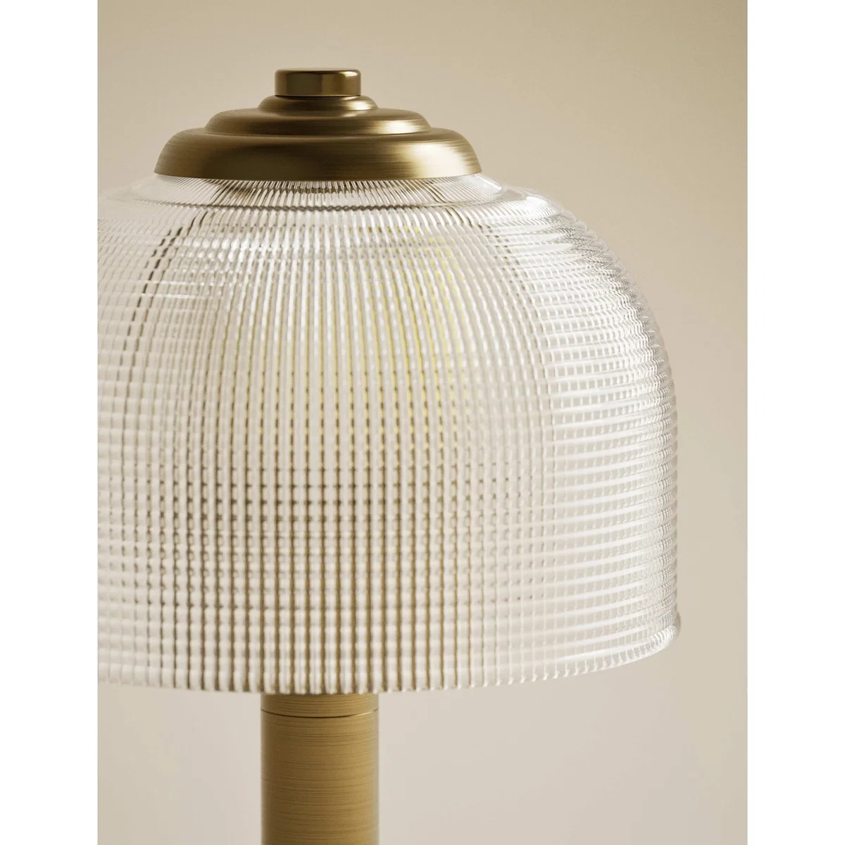 M&S Reeded Glass Brass Stem Table Lamp Antique Brass – image 3