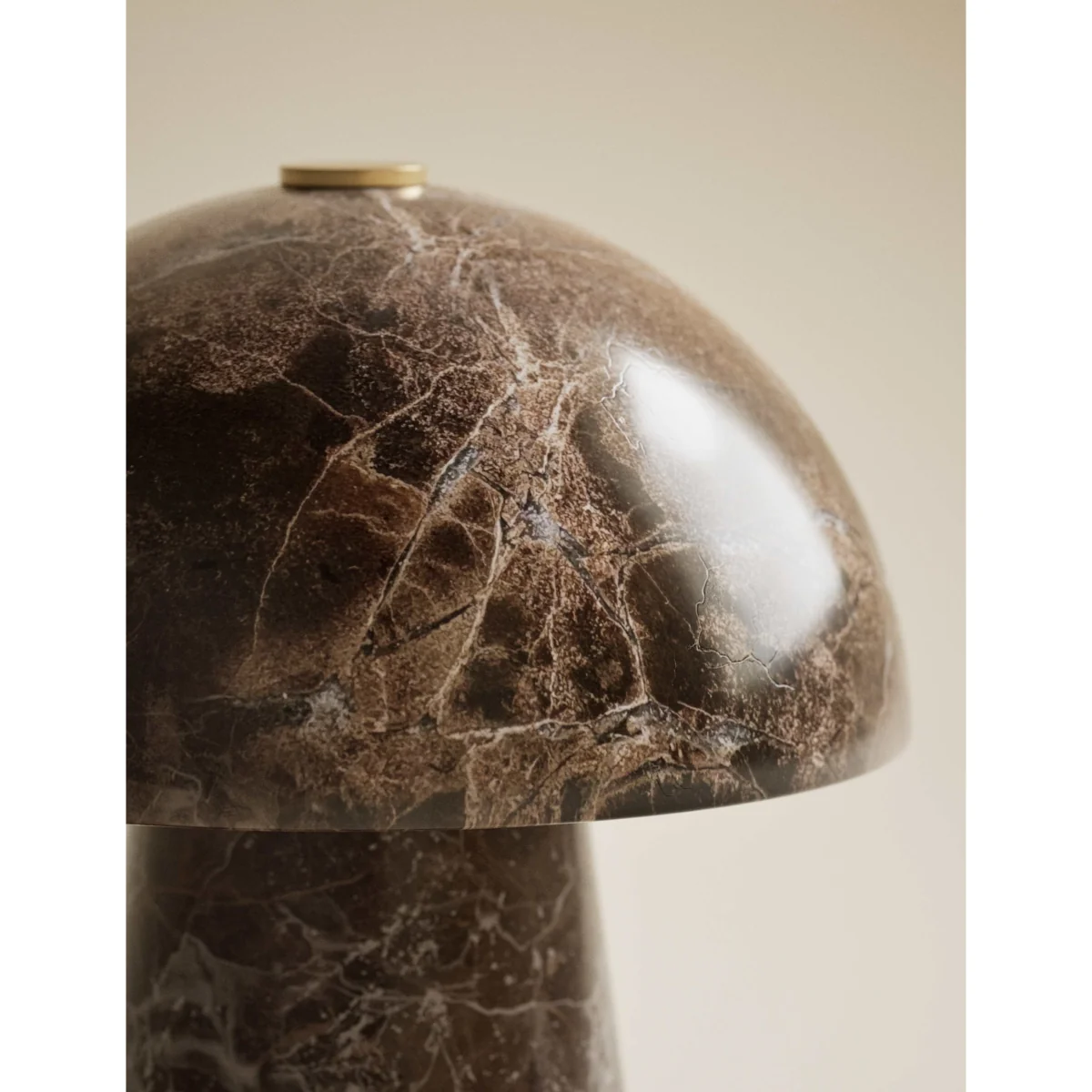 M&S Marble Rechargeable Mushroom Lamp Brown – image 3