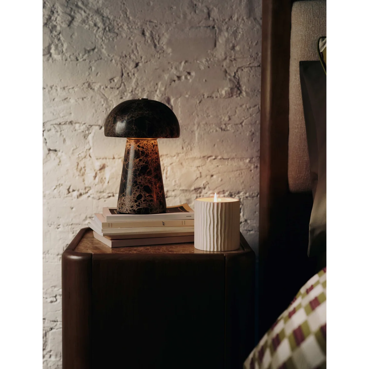 M&S Marble Rechargeable Mushroom Lamp Brown – image 5