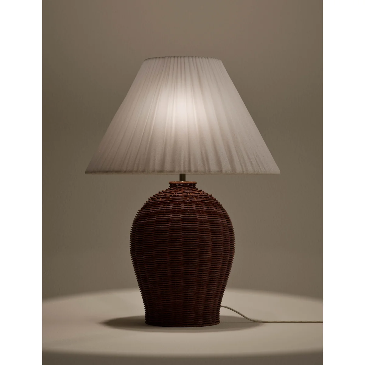 M&S Wicker Pleated Shade Table Lamp Natural – image 2