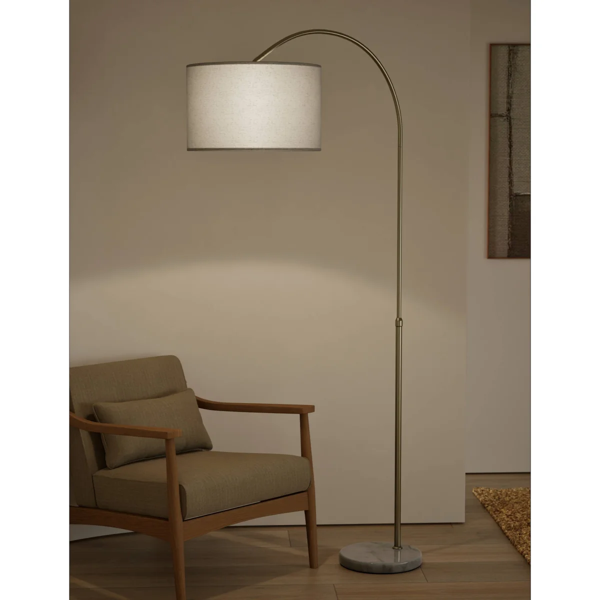 M&S Overreach Marble Base Floor Lamp Antique Brass – image 2