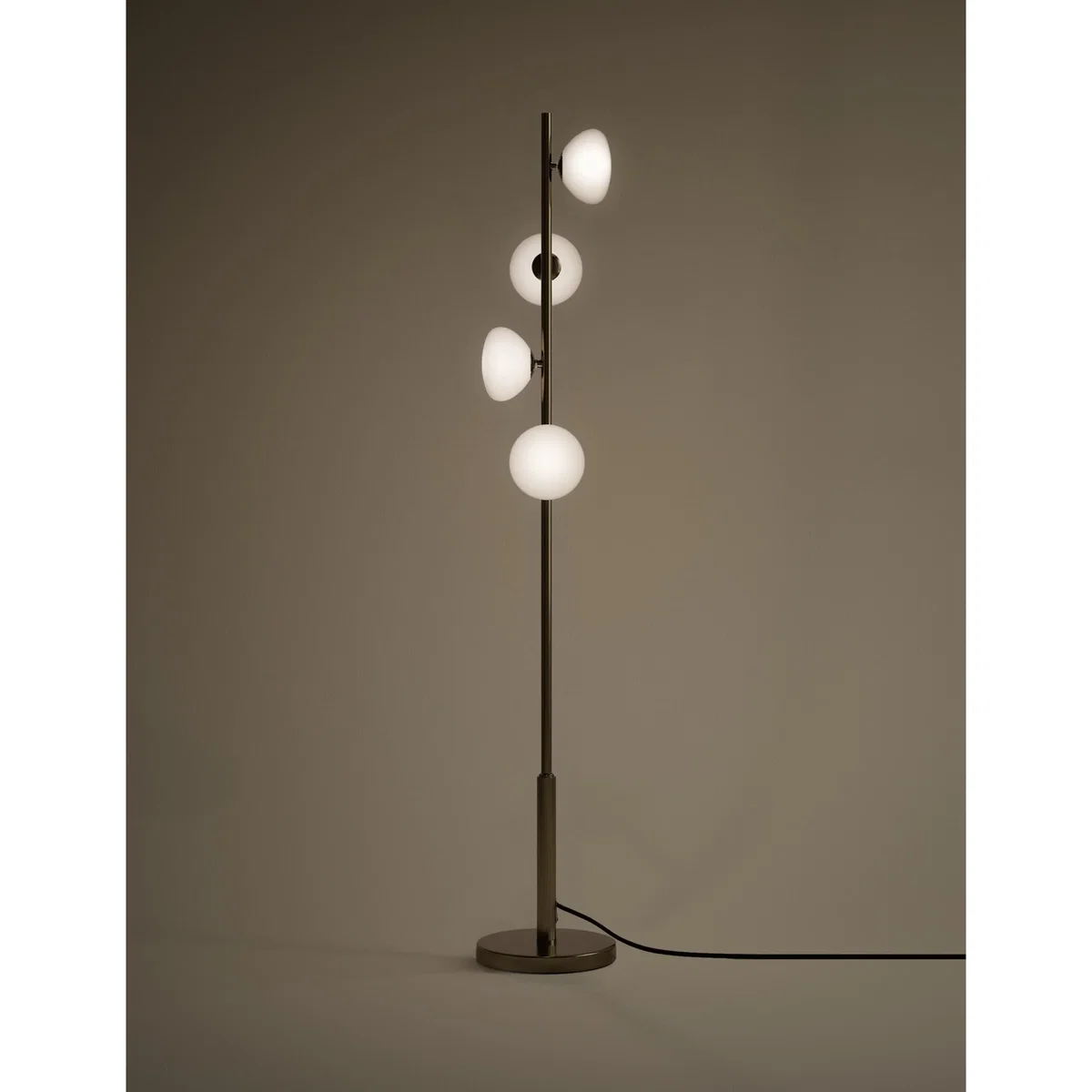 M&S Glass 4 Head Floor Lamp Antique Brass – image 2