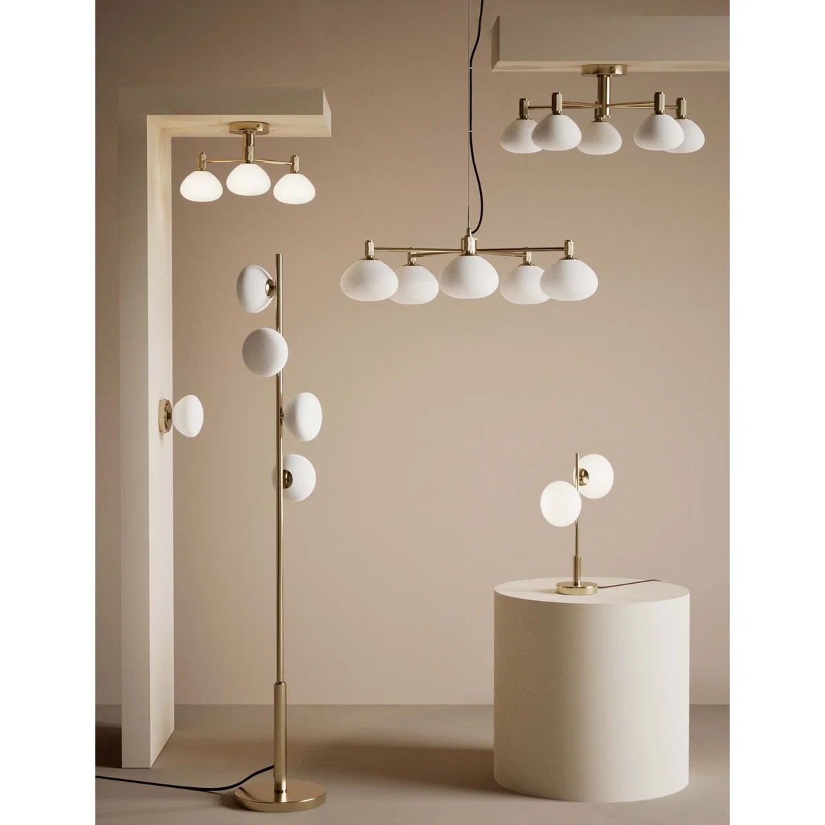 M&S Glass 4 Head Floor Lamp Antique Brass – image 5