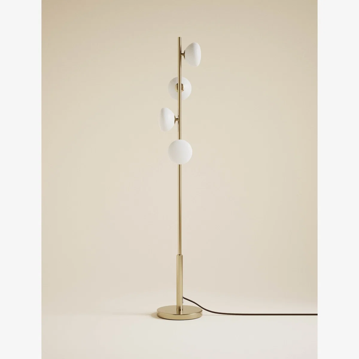 M&S Glass 4 Head Floor Lamp Antique Brass – image 1