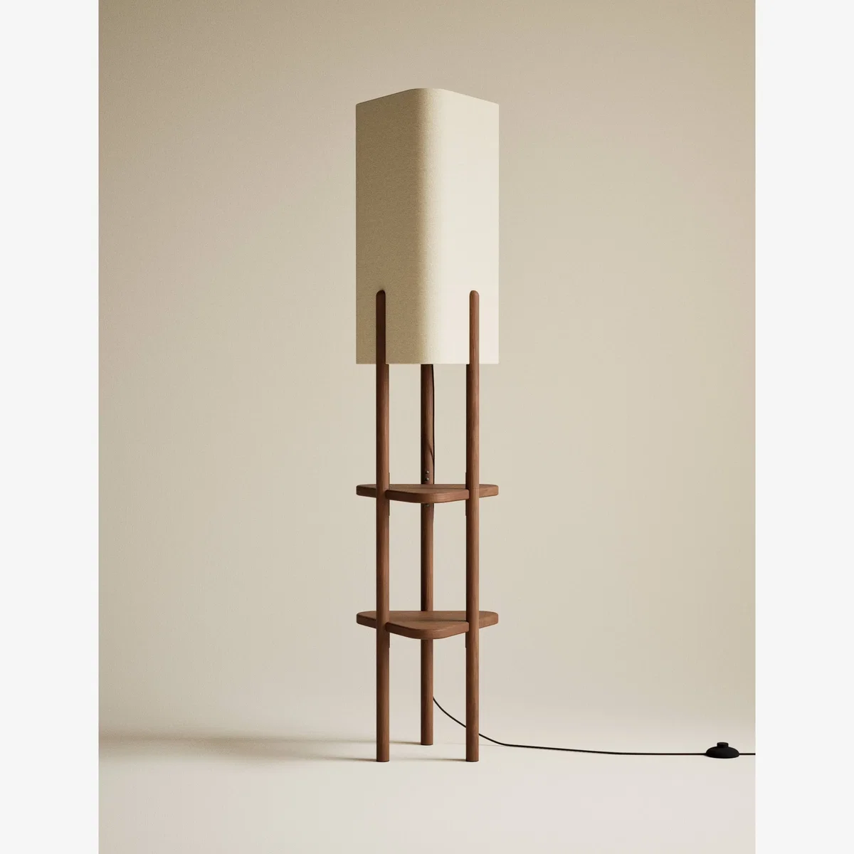 M&S Plectrum Shaded Floor Lamp with Storage Brown – image 1