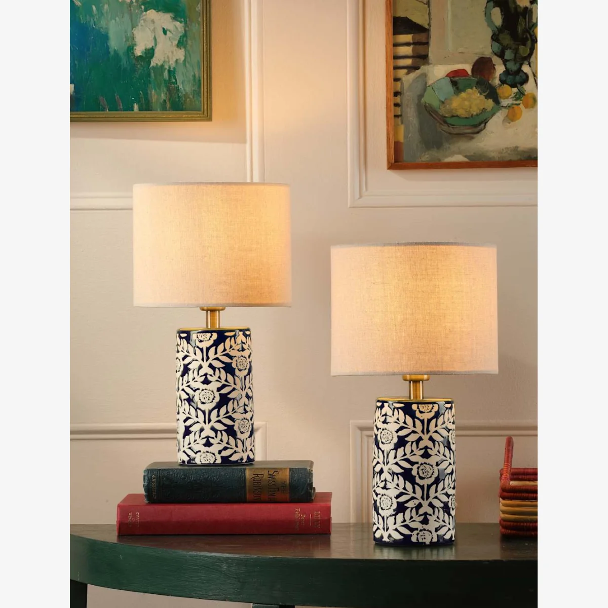 Joules Home Lighting Highclere Table Lamp Navy Mix – image 1
