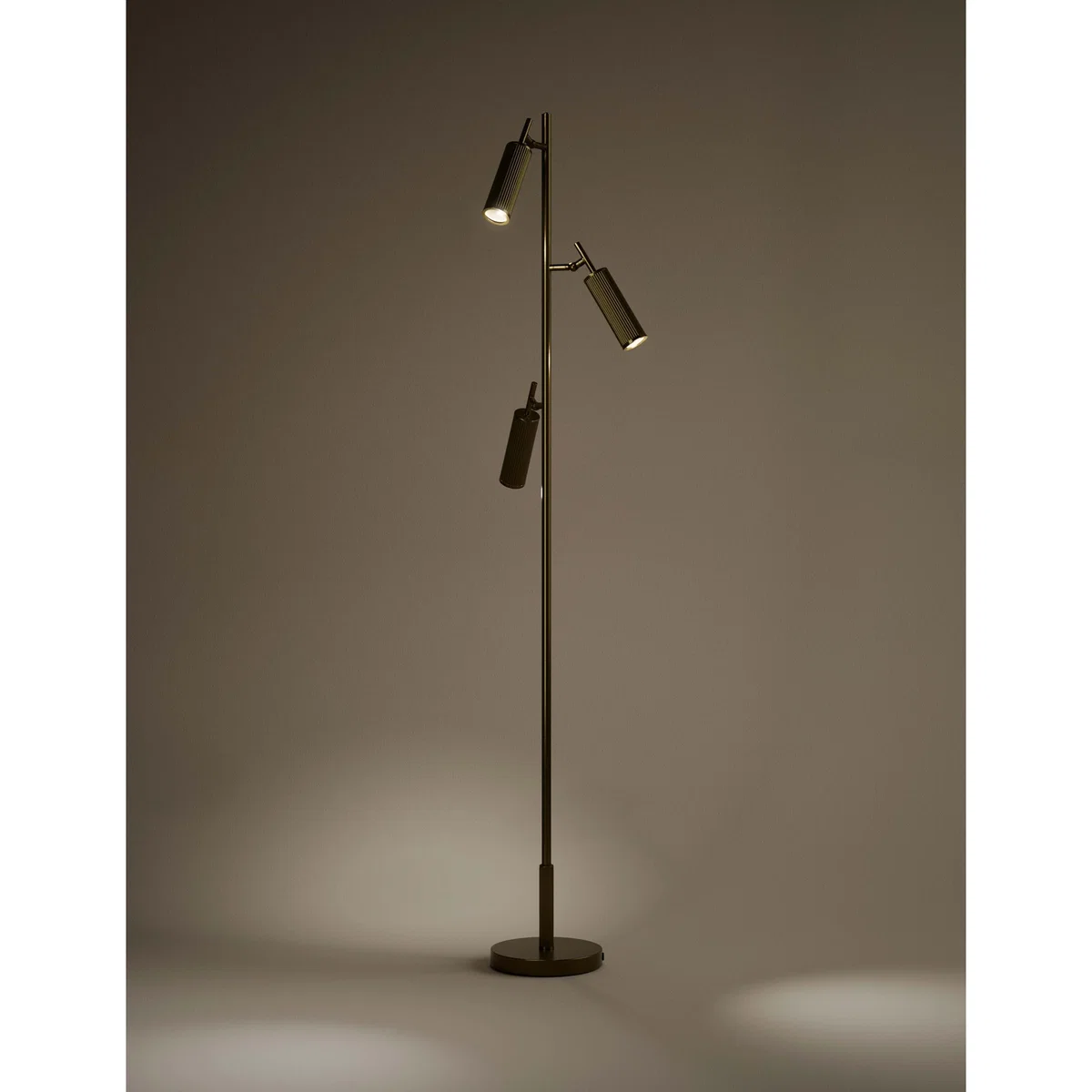 M&S Rechargeable Three Light Ribbed Floor Lamp Antique Brass – image 2
