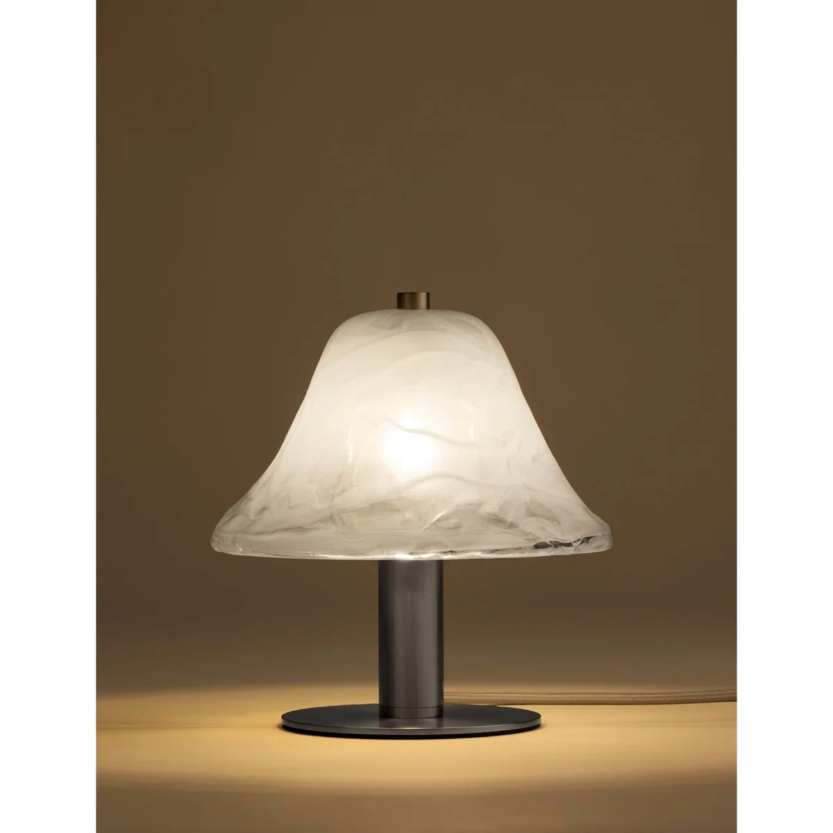 M&S Wavy Glass Mushroom Table Lamp White – image 2