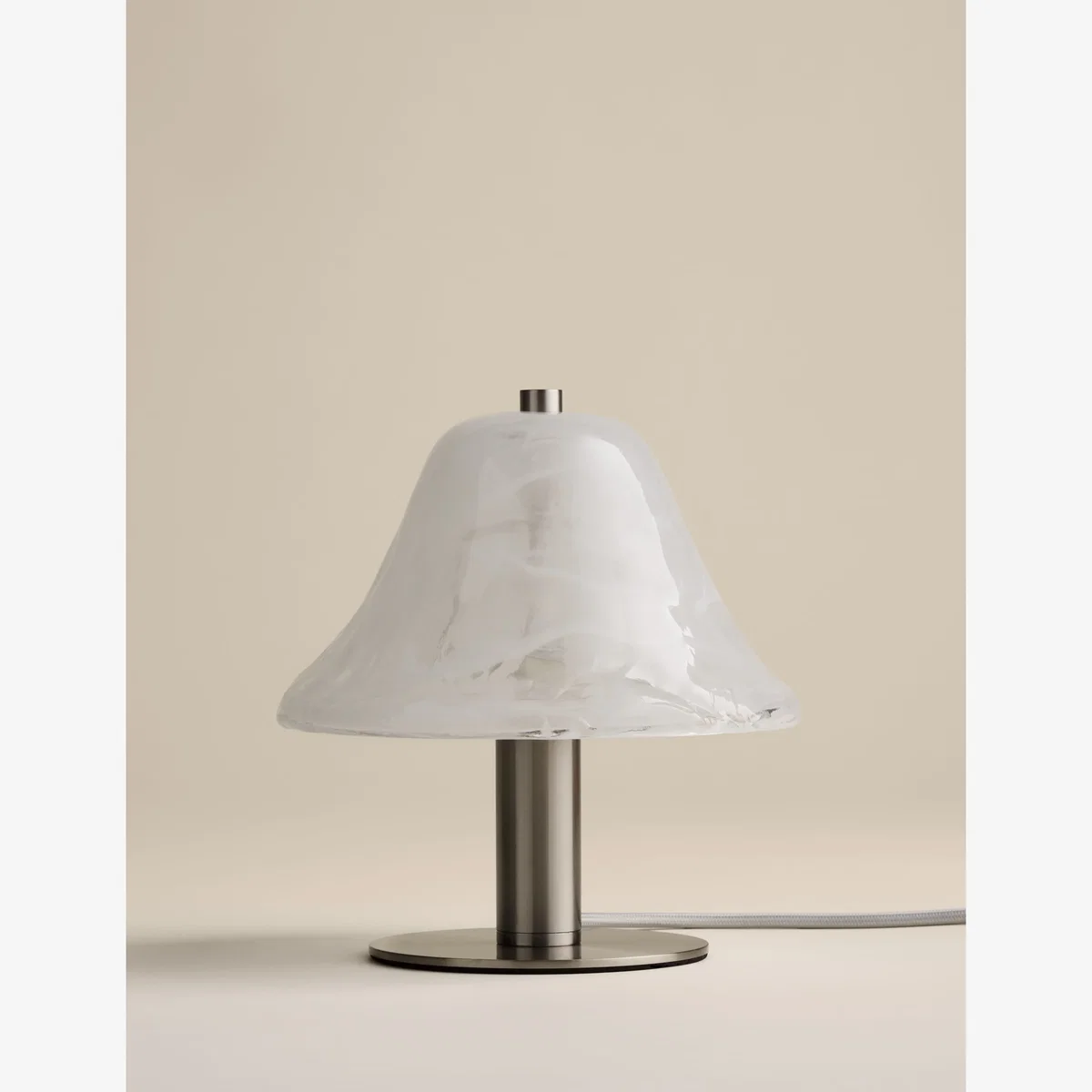 M&S Wavy Glass Mushroom Table Lamp White – image 1