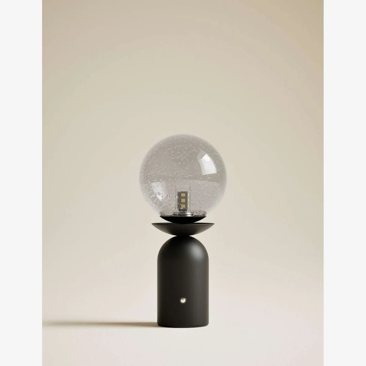 M&S Rechargeable Bubble Glass Globe Table Lamp Black – image 1