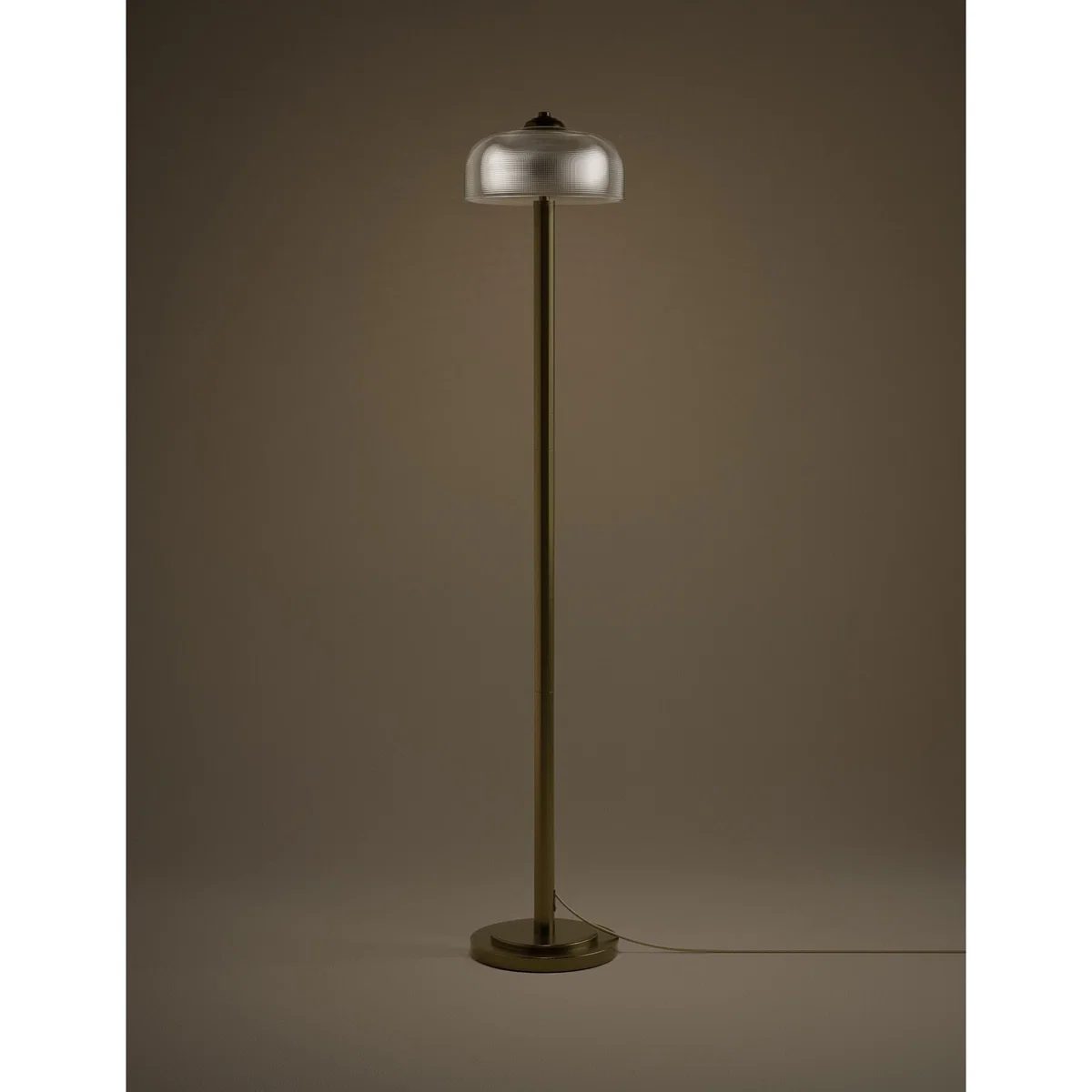 M&S Reeded Glass Dome Head Floor Lamp Antique Brass – image 2