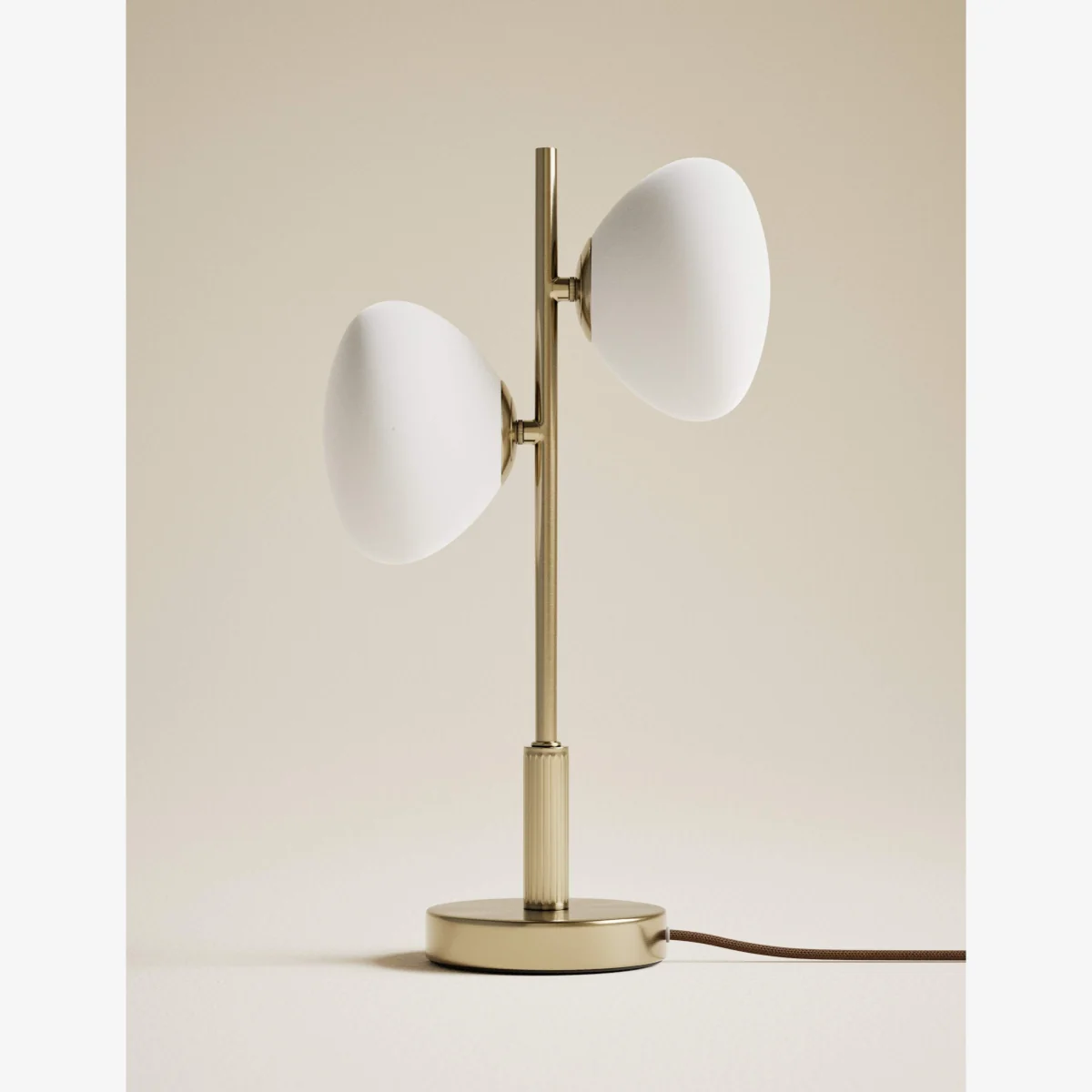 M&S Metal Two Light Table Lamp Antique Brass – image 1