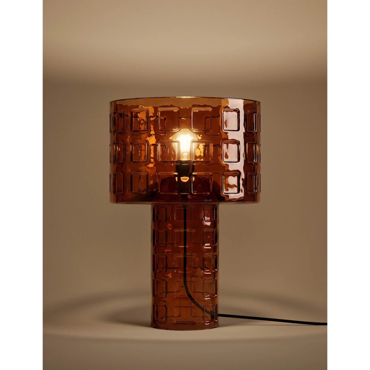 M&S Double Layer Shade Glass Base Table Lamp Brown – image 2