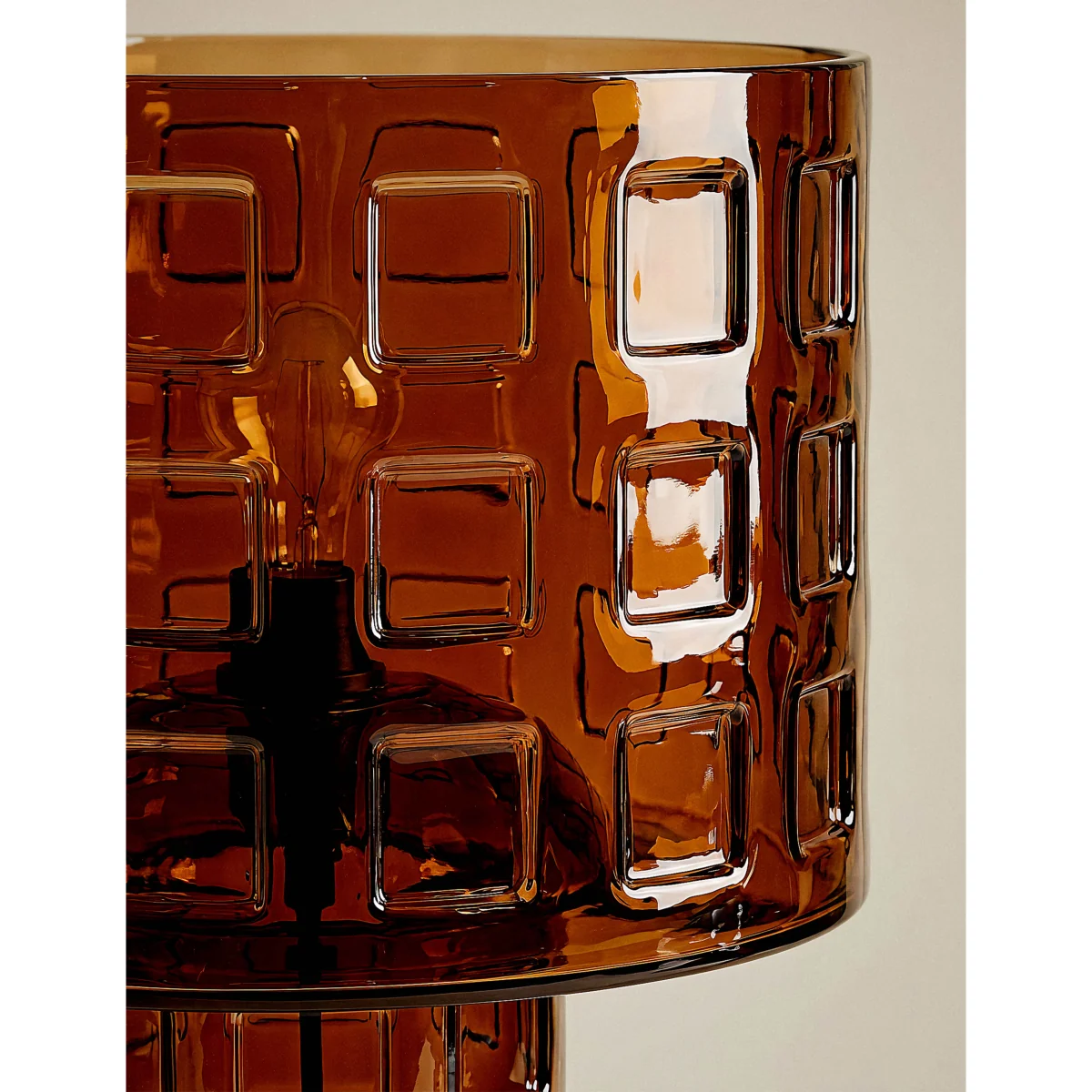 M&S Double Layer Shade Glass Base Table Lamp Brown – image 3