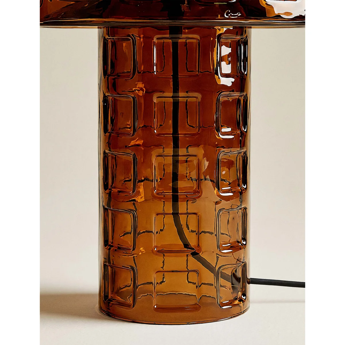 M&S Double Layer Shade Glass Base Table Lamp Brown – image 4
