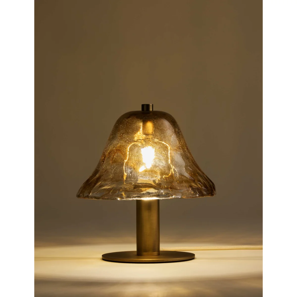 M&S Wavy Glass Mushroom Table Lamp Brown – image 2