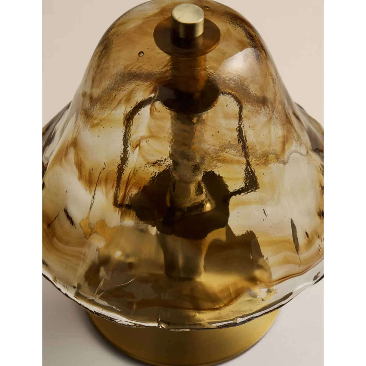 M&S Wavy Glass Mushroom Table Lamp Brown – image 5