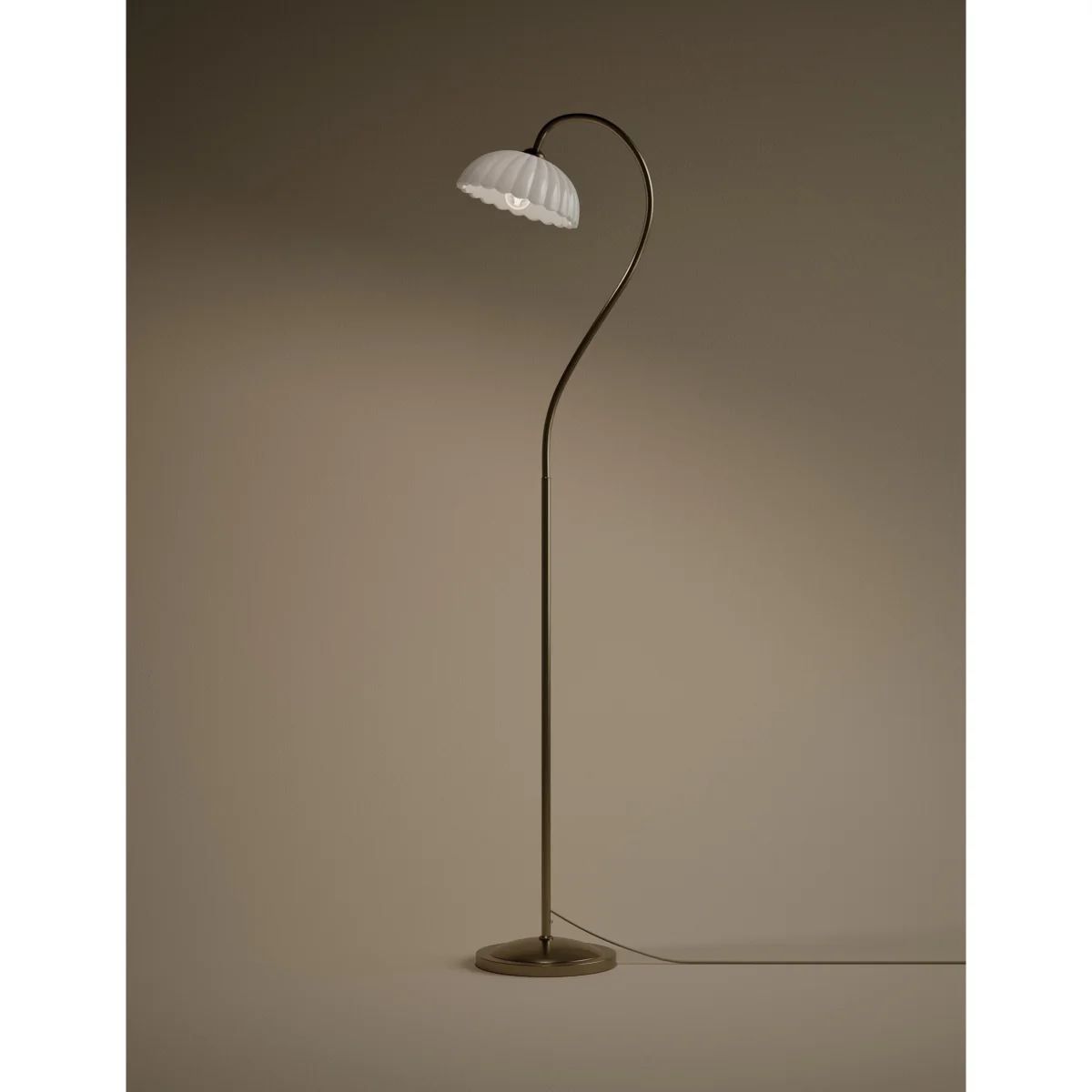 M&S Scalloped Glass Swan Neck Floor Lamp White – image 2