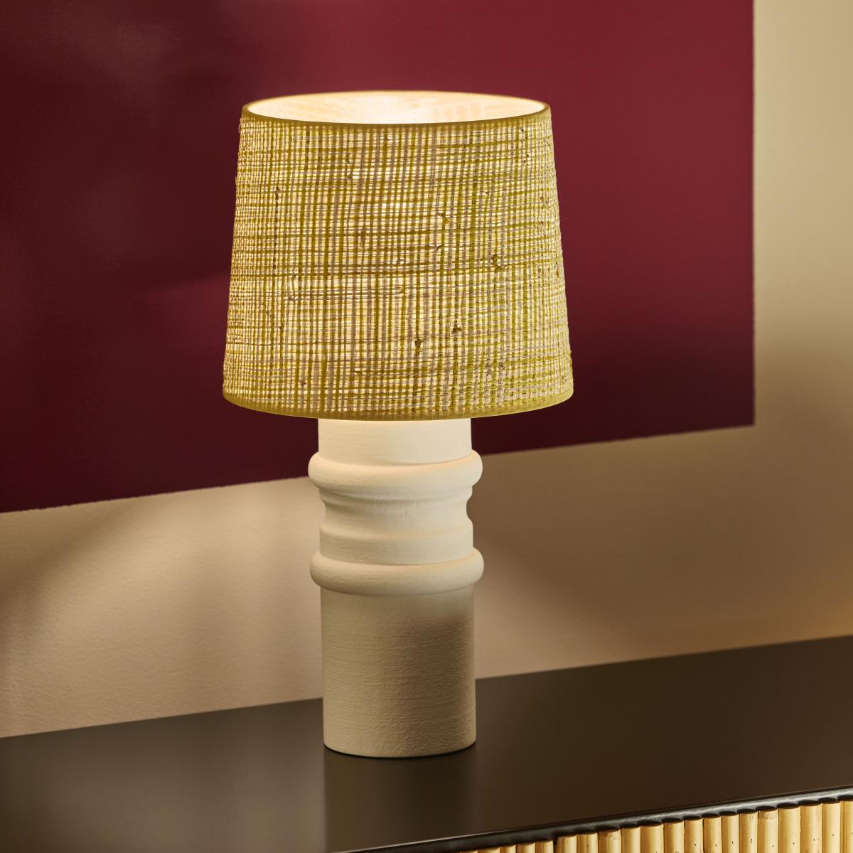 Aquarius Table lamp ceramic yellow / Lampshade Raffia - Ø 23 x H 41 cm - SARAH LAVOINE – image 2