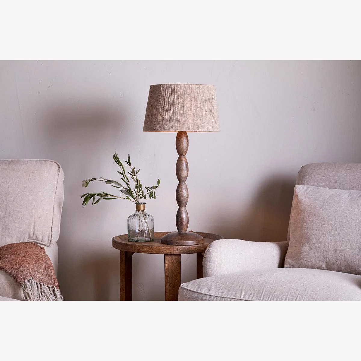 nkuku Konali Mango Wood Table Lamp | Lamps | Ash Stain – image 1