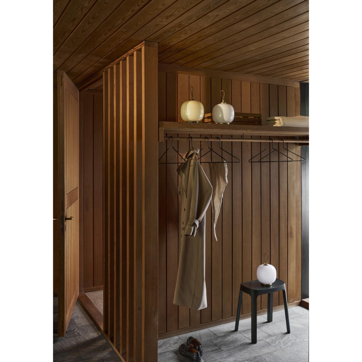 Louis Poulsen VL45 Radiohus portable lamp Ø175 cm Brass-pale yellow glass – image 3