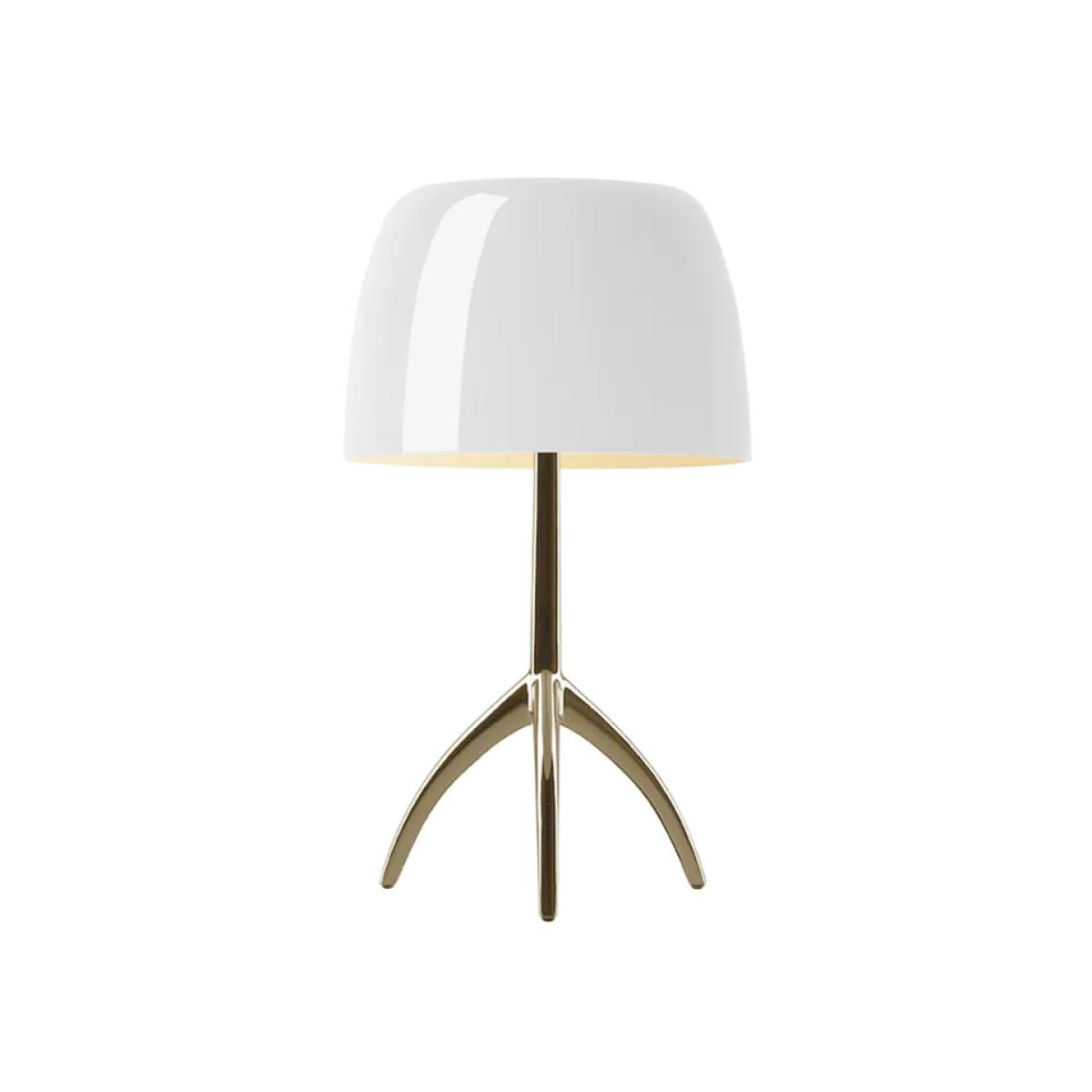 Foscarini Lumiere Piccola Dimmable table lamp White shade–champagne-coloured base – image 1