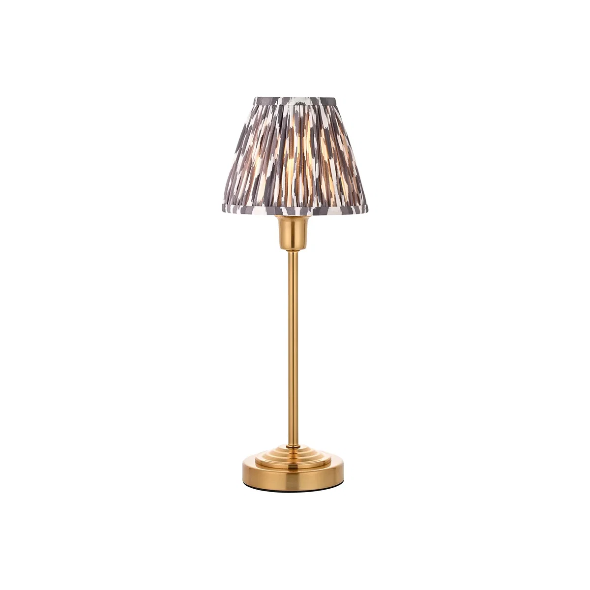 Poker Table in Vintage Brass Finish and Ikat 16cm Grey Shade – image 1