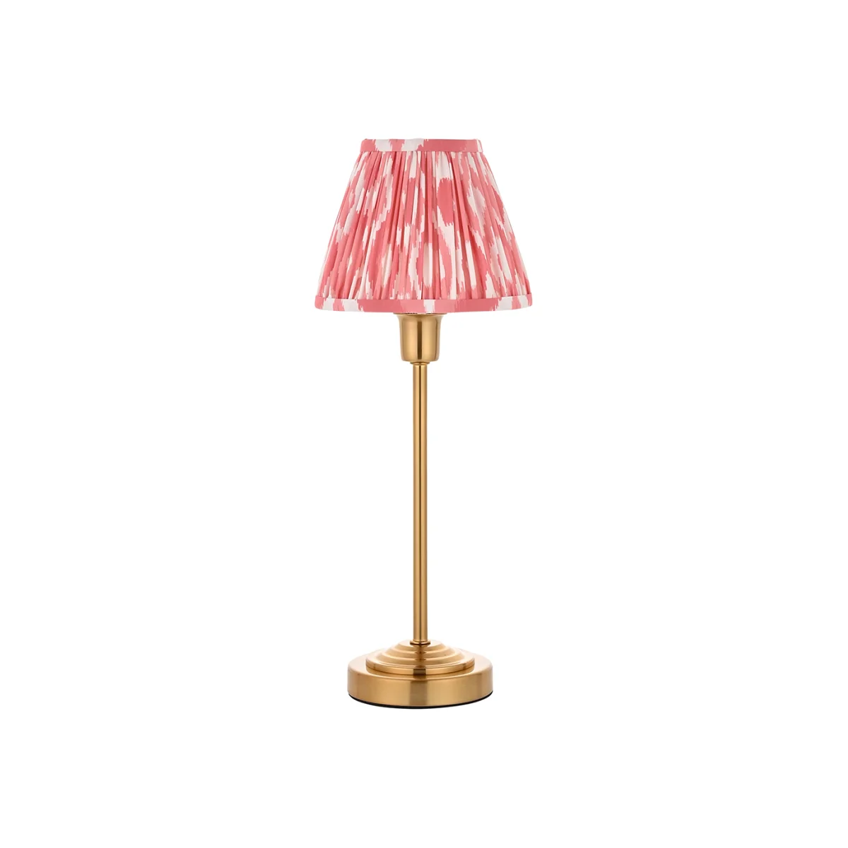 Poker Table in Vintage Brass Finish and Ikat 16cm Coral Shade – image 1