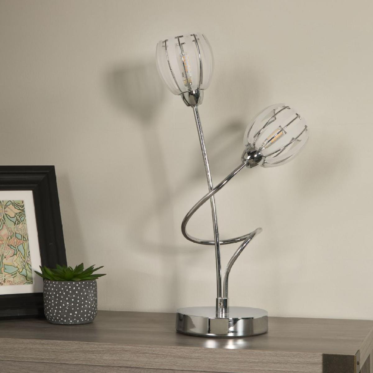Isha 2 Light Silver Table Lamp – image 2