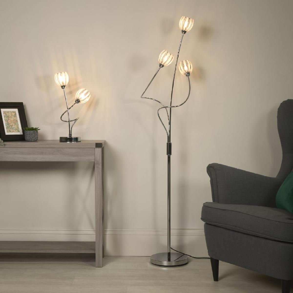 Isha 2 Light Silver Table Lamp – image 6