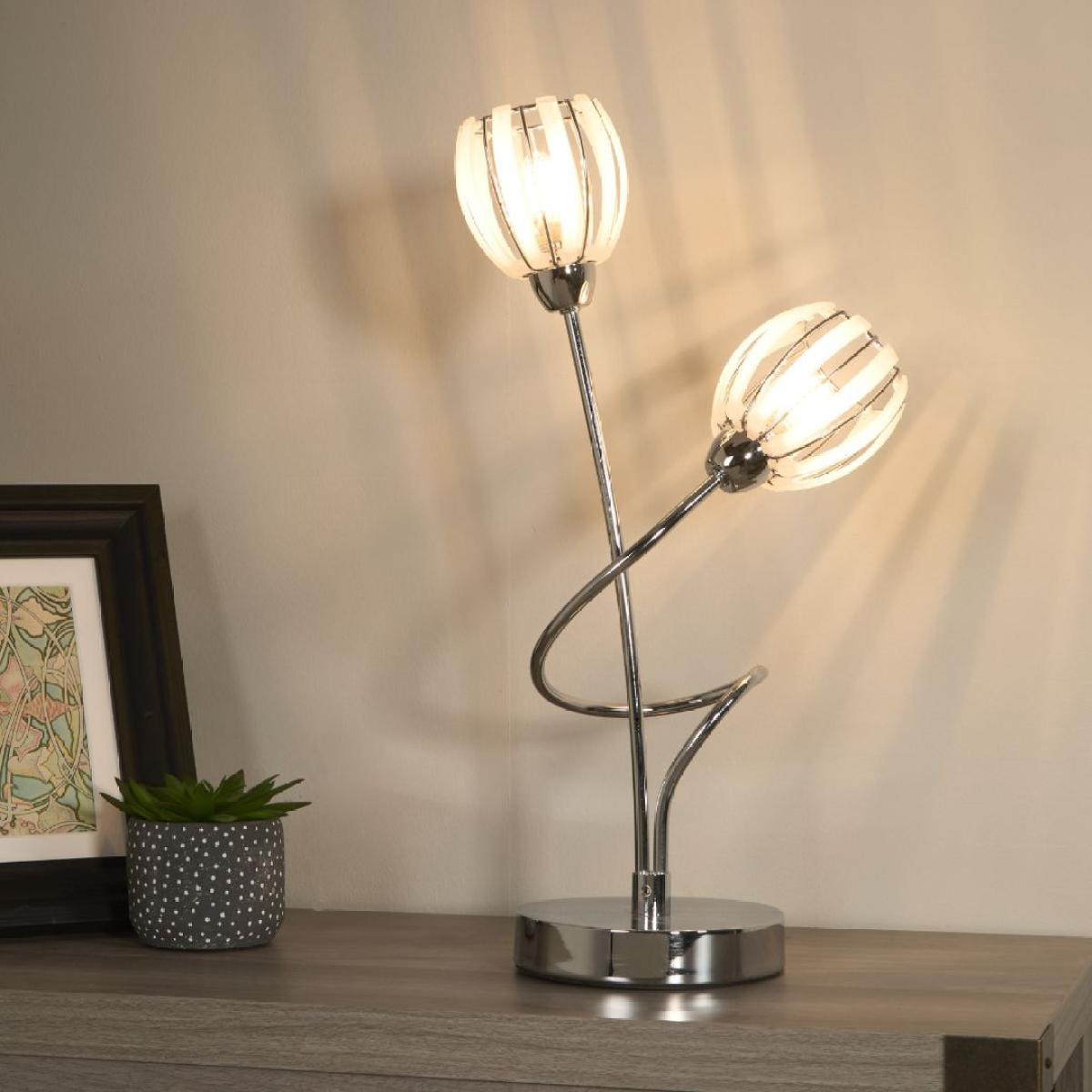 Isha 2 Light Silver Table Lamp – image 1