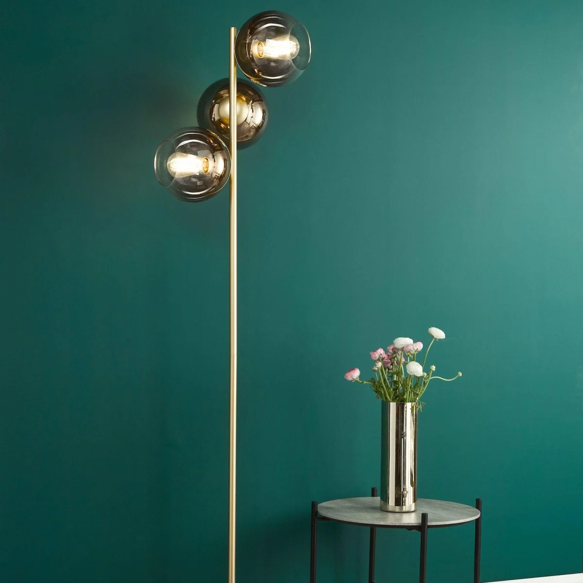 Lycia 3 Light Gold & Ombre Glass Floor Lamp – image 1