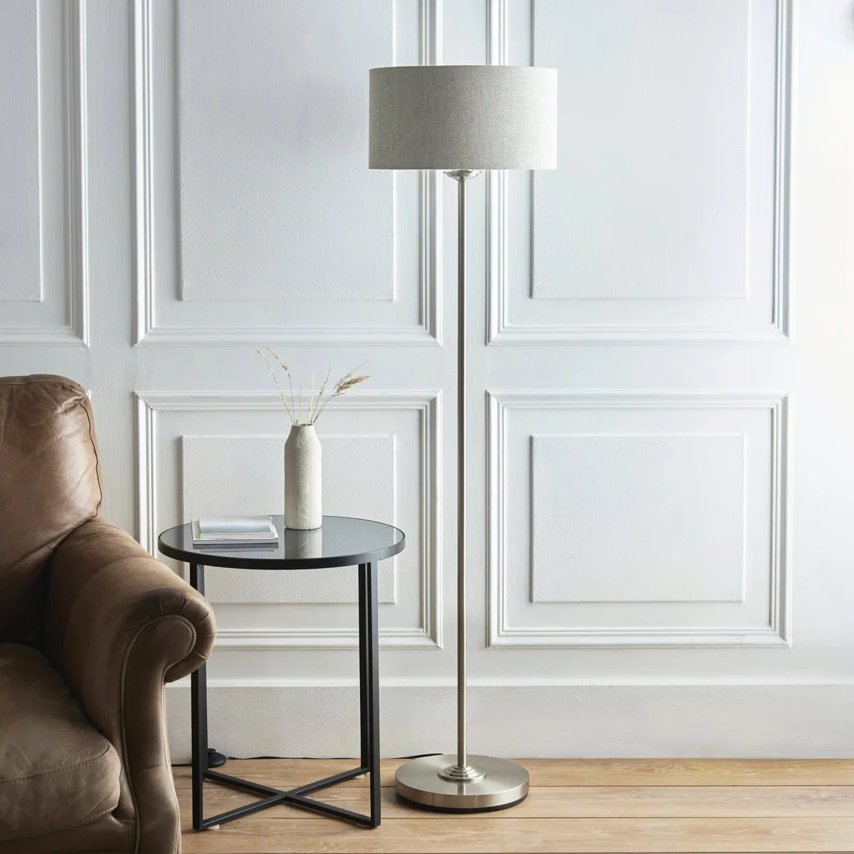 Highclere 1 Light Floor Lamp Brushed Chrome – image 2