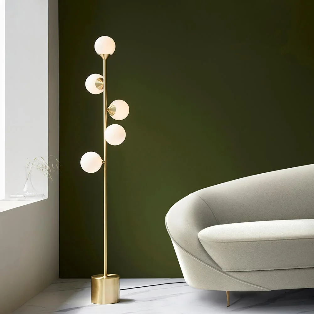 5 Light Floor Lamp Satin Brass – image 6
