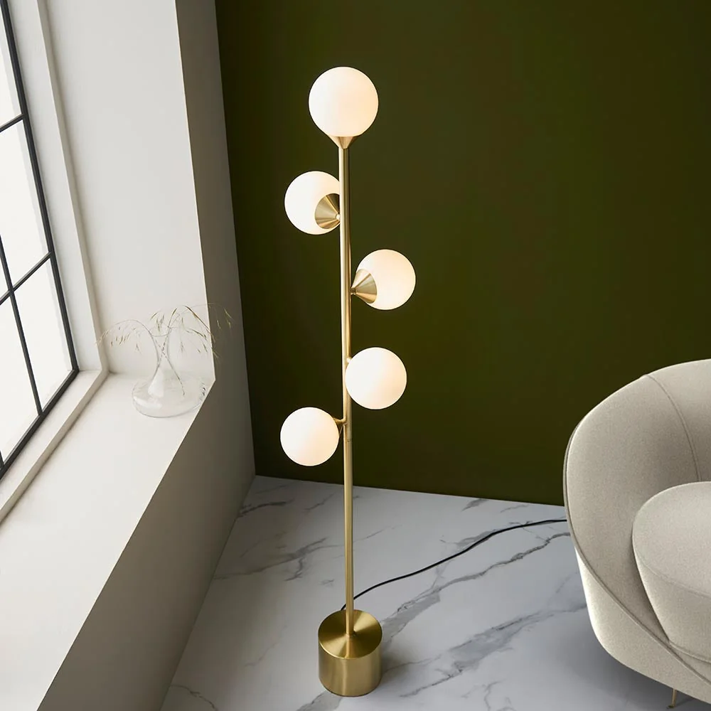 5 Light Floor Lamp Satin Brass – image 7