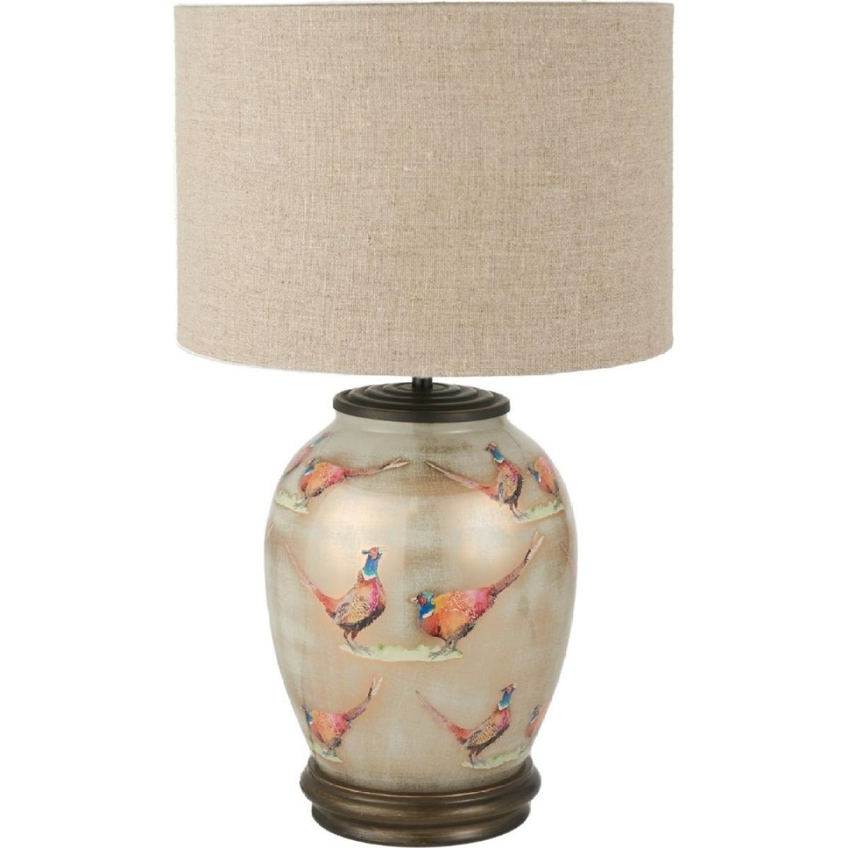 Jenny Worrall Pheasant Champagne Table Lamp with Natural Shade – image 2