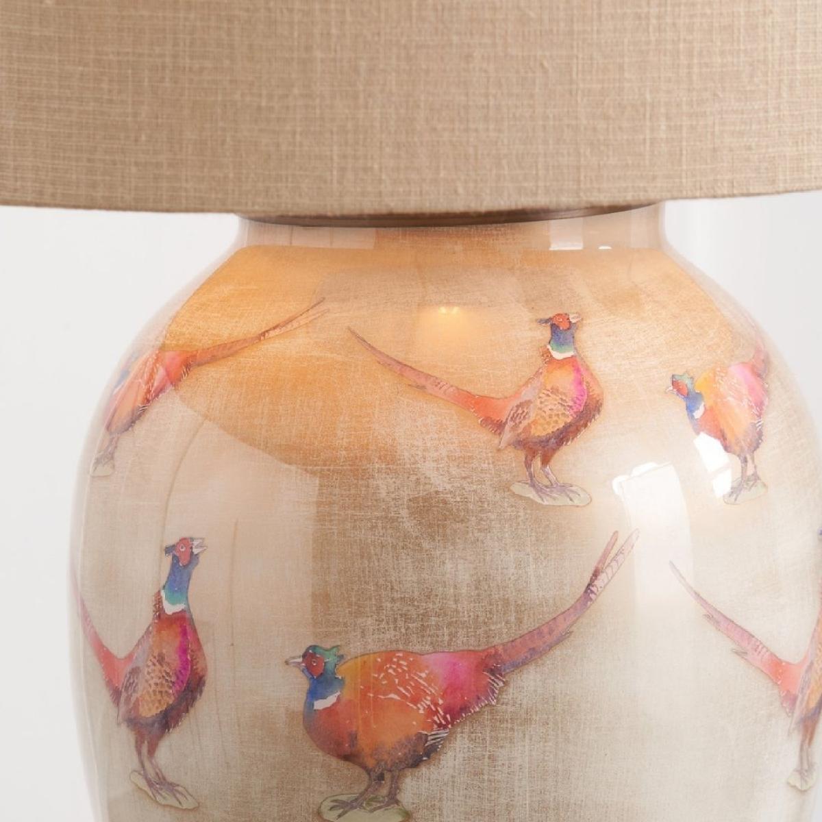Jenny Worrall Pheasant Champagne Table Lamp with Natural Shade – image 3