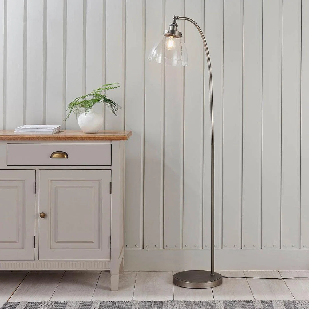Hansen Brushed Silver and Glass Task Floor Lamp – image 1