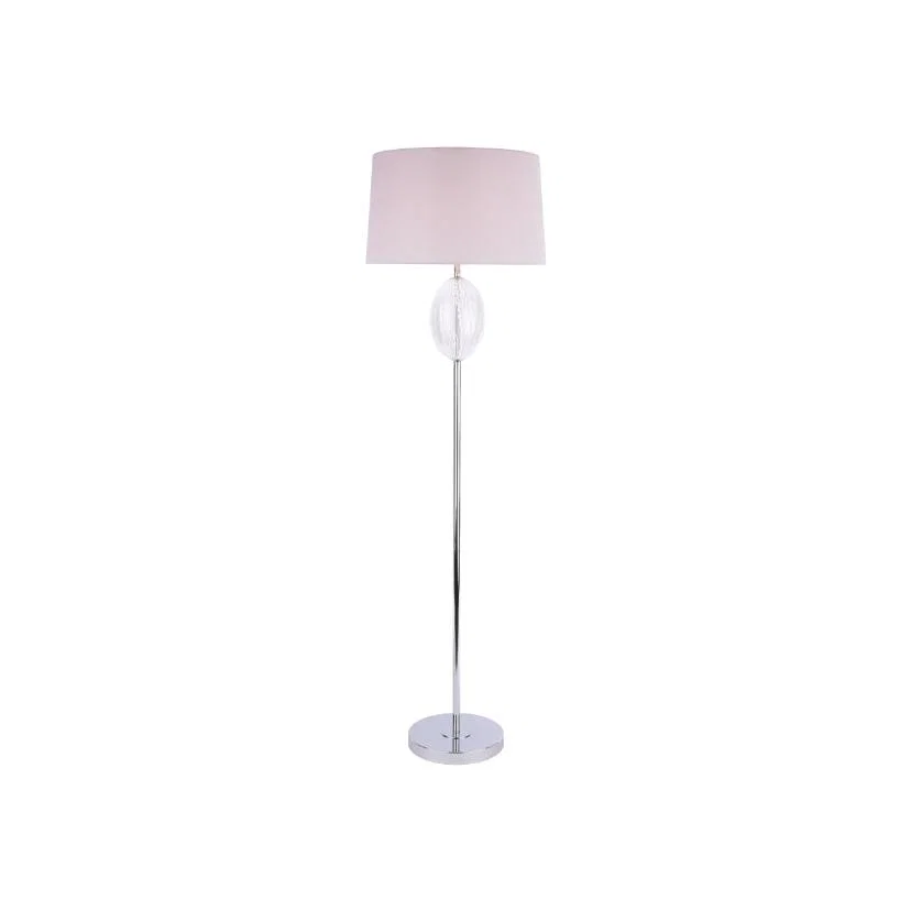 Freya Ribbed Glass & Grey Floor Lamp