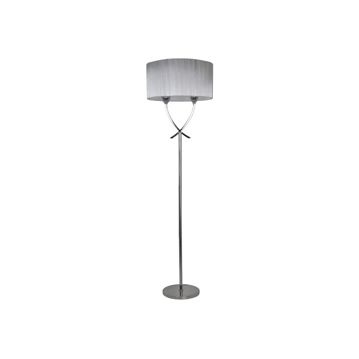Justina 2 Light Polished Chrome Floor Lamp with Silver Thread Shade – image 1