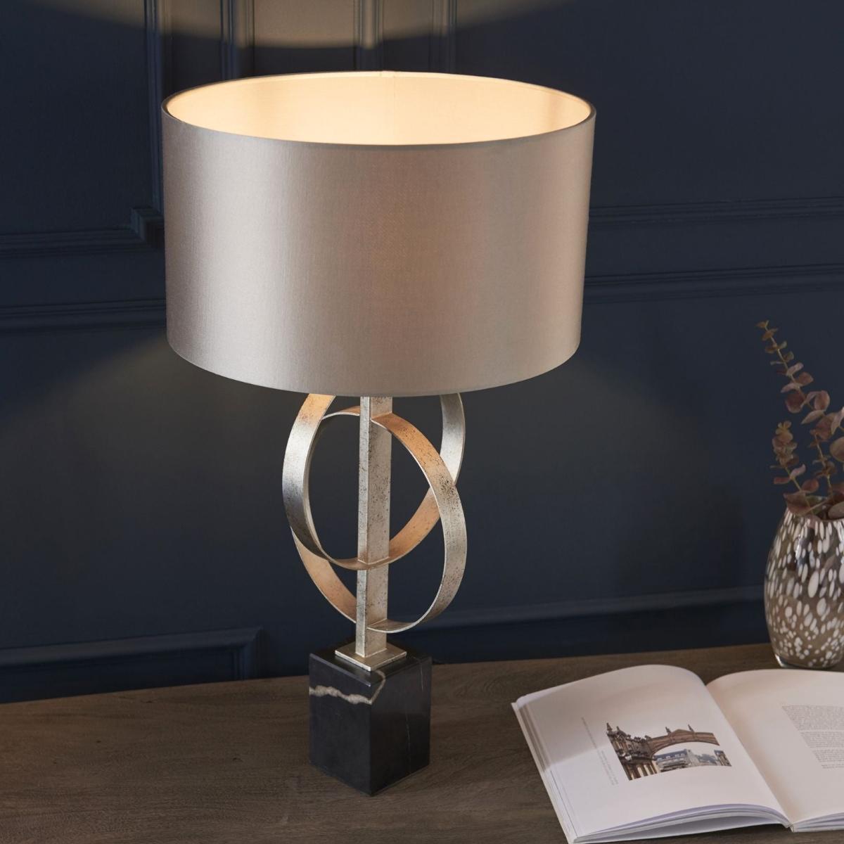 Serenity Antique Silver & Mink Table Lamp – image 3