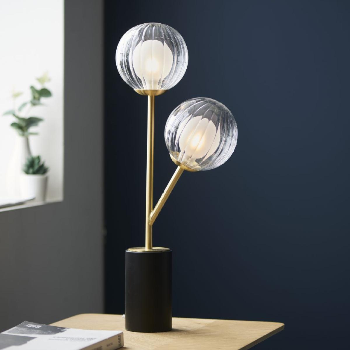 Udo 2 Light Satin Brass Table Lamp with Glass Shades – image 5