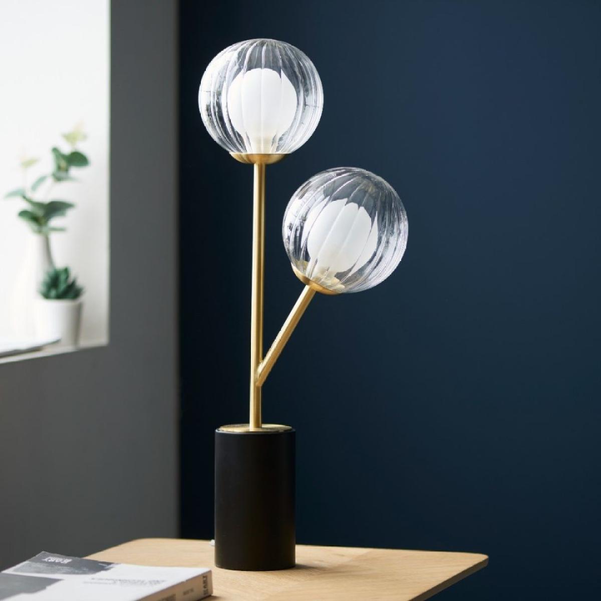 Udo 2 Light Satin Brass Table Lamp with Glass Shades – image 6