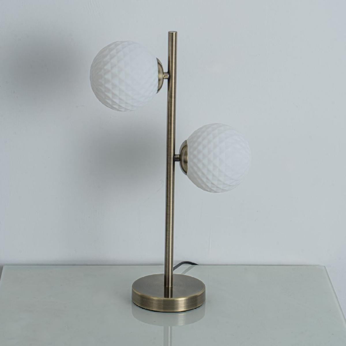 Lior 2 Light Antique Brass & Glass Table Lamp – image 2
