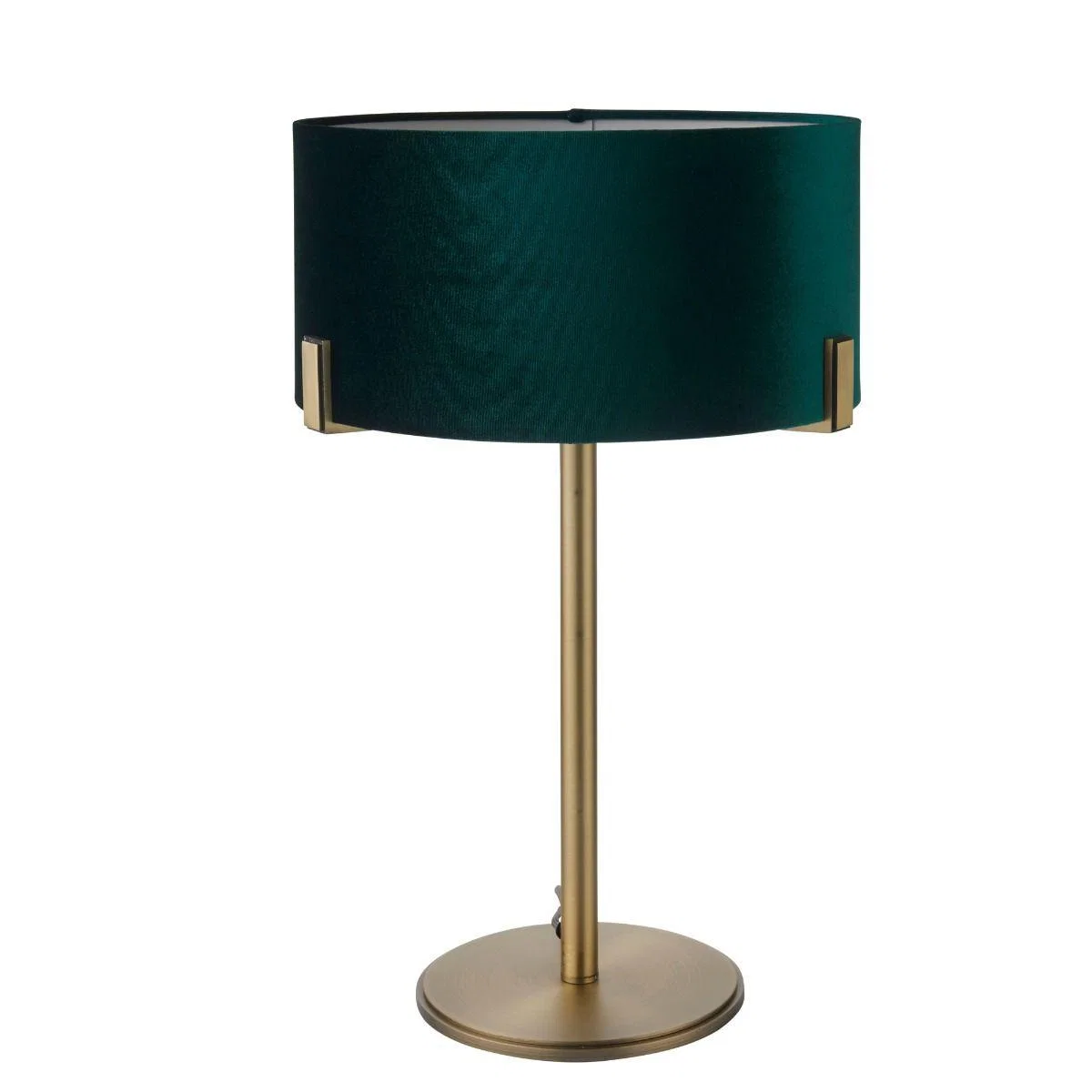 Hayfield Antique Brass & Green Velvet Table Lamp – image 2