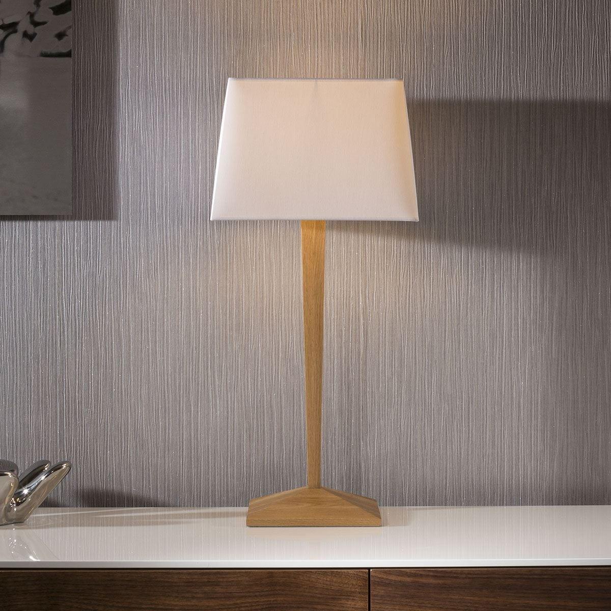 ExDisplay Stylish Elegant Modern Wooden side table lamp/light white shade tetra – image 2