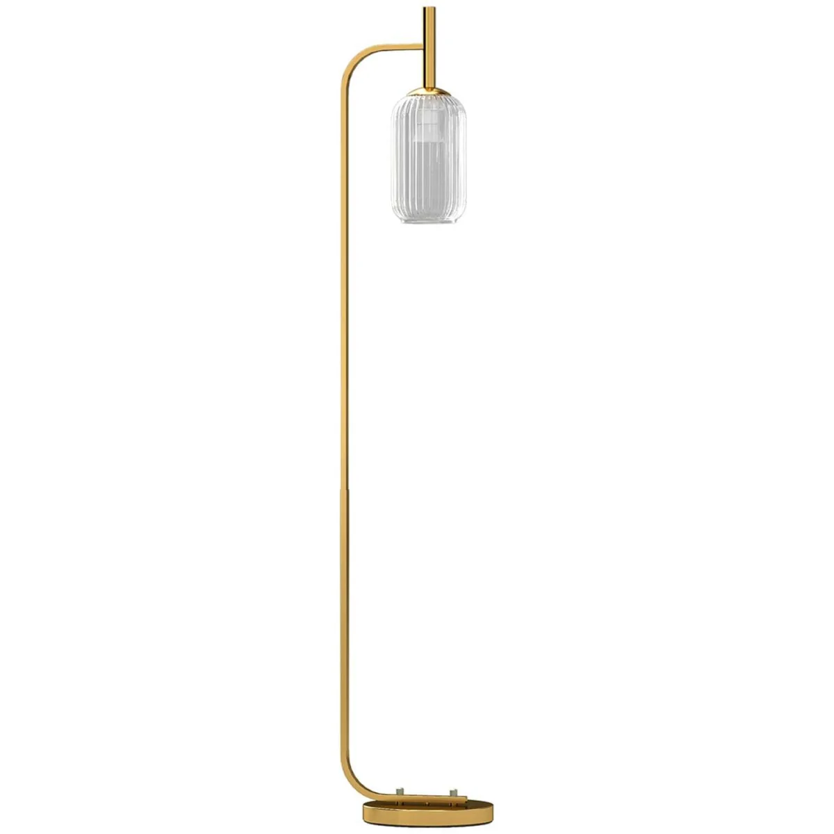 Zizi Gold Tone LED Floor Lamp with Textured Glass Shade – image 3